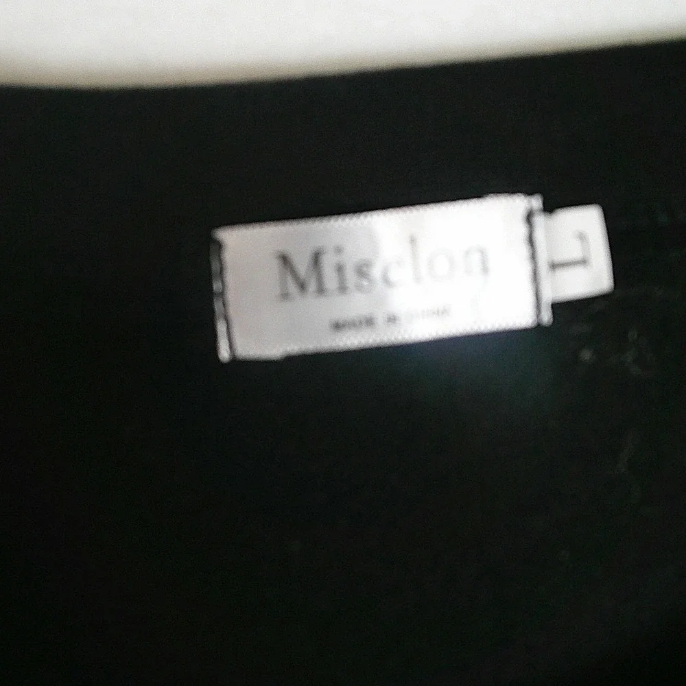 Miselon Black Sweatshirt Dress Long Sleeve Crew Neck Mini Size L